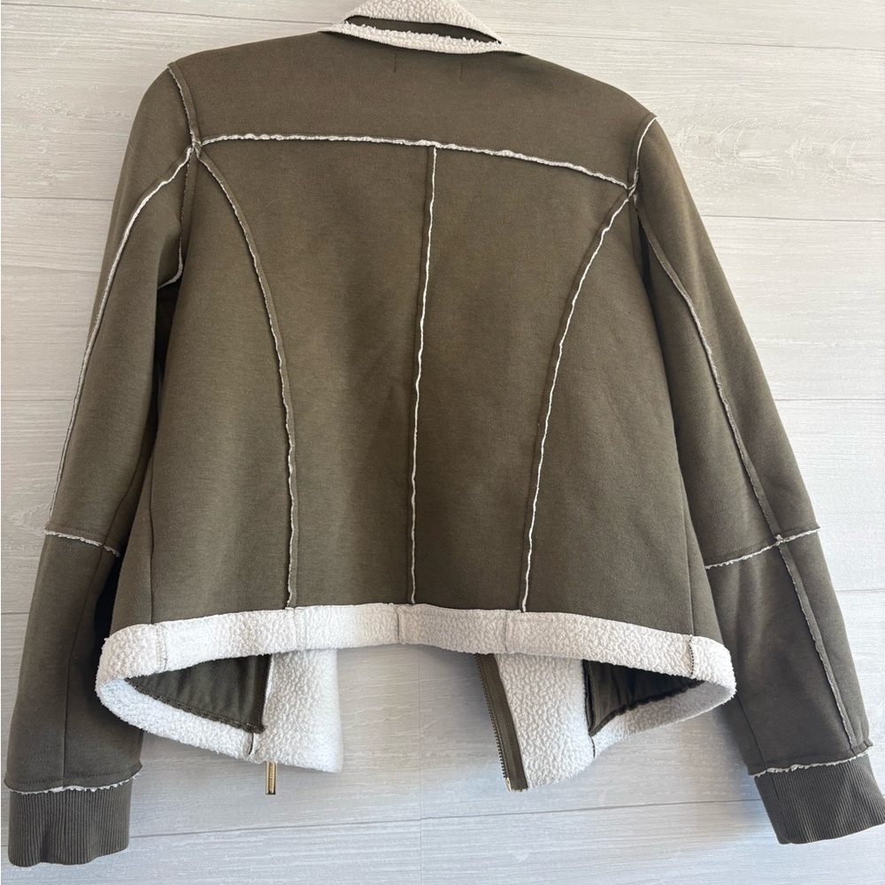 Michael Kors Olive Teddy Jacket with Cream Lining - Picture 5 of 8